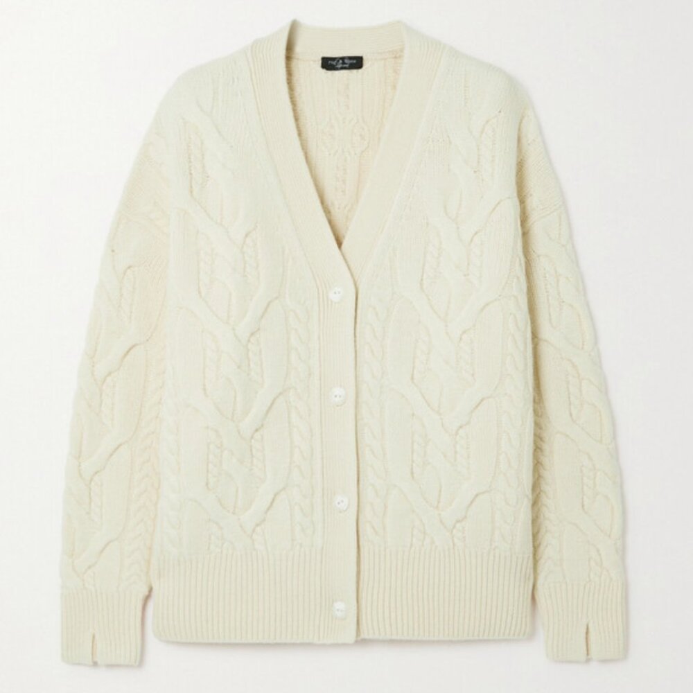 Rag & Bone Nora Oversized Cable-knit Merino Wool Cardigan - Picture 2 of 8